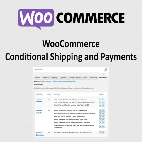 Download Woocommerce Conditional Shipping And Payments @ Only $4.99