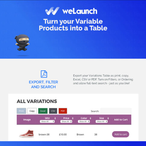 Download Woocommerce Variations Table @ Only $4.99
