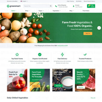 Download GreenMart – Organic & Food WooCommerce WordPress Theme @ Only $4.99