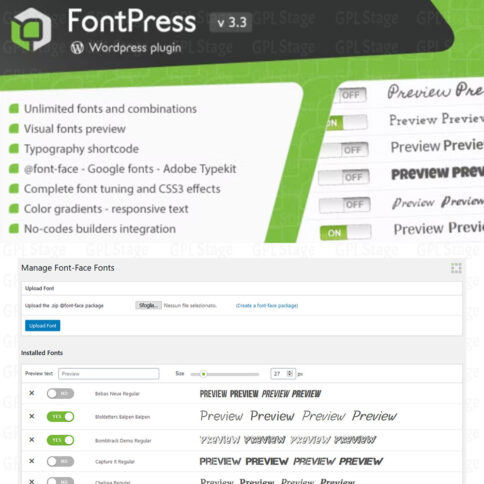 Download Fontpress – Wordpress Font Manager @ Only $4.99