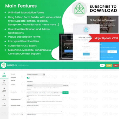 Download Subscribe To Download – An Advanced Subscription Plugin For Wordpress @ Only $4.99