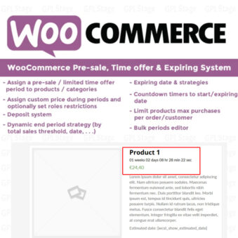 Download WooCommerce Pre-sale, Time offer & Expiring System @ Only $4.99