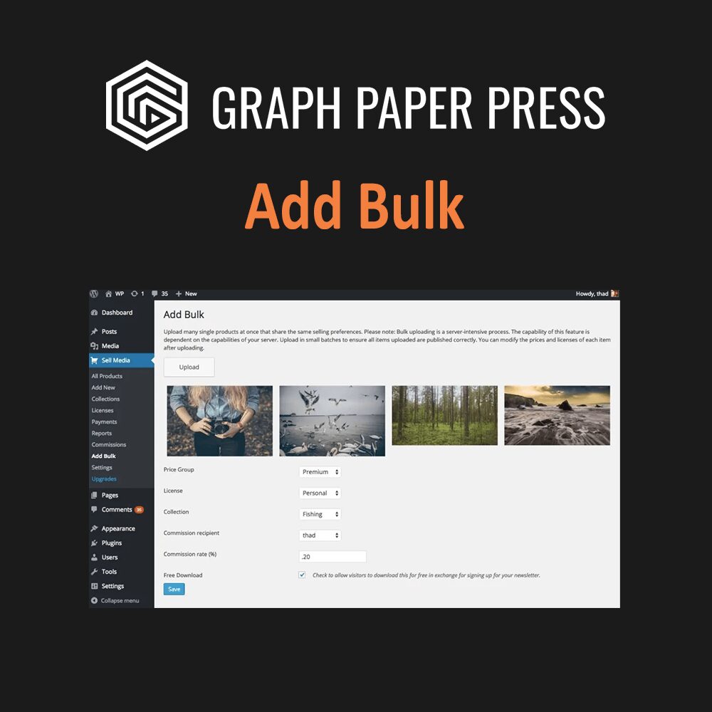Sell Media Add Bulk WordPress Plugin | Graph Paper Press