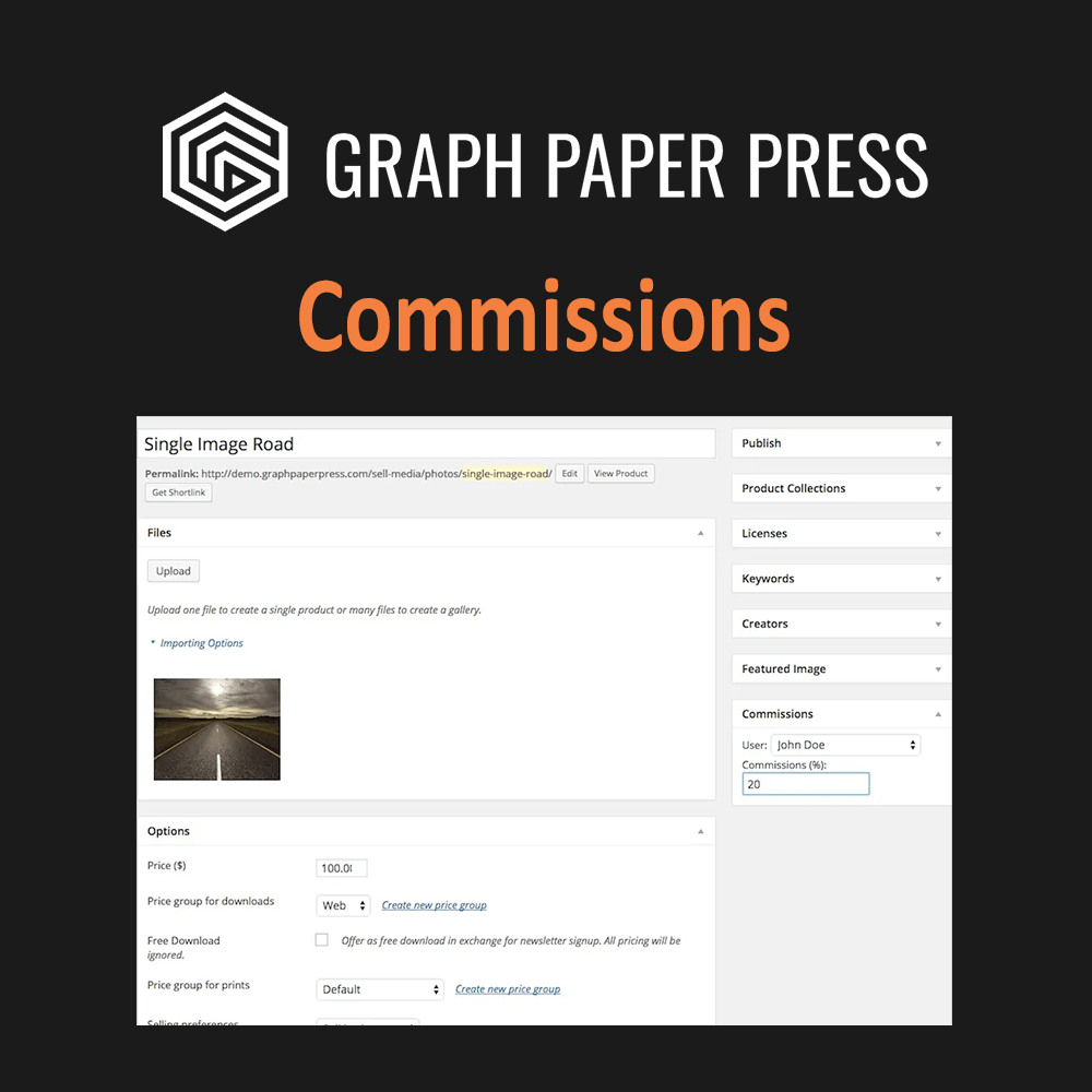 Sell Media Commissions WordPress Plugin | Graph Paper Press