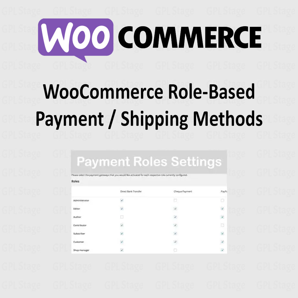 Role-Based Payment / Shipping Methods for WooCommerce