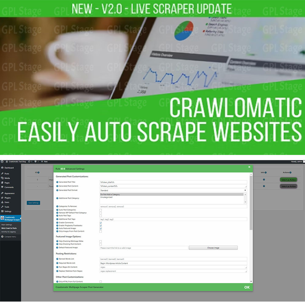 Crawlomatic Multisite Scraper Post Generator Plugin for WordPress