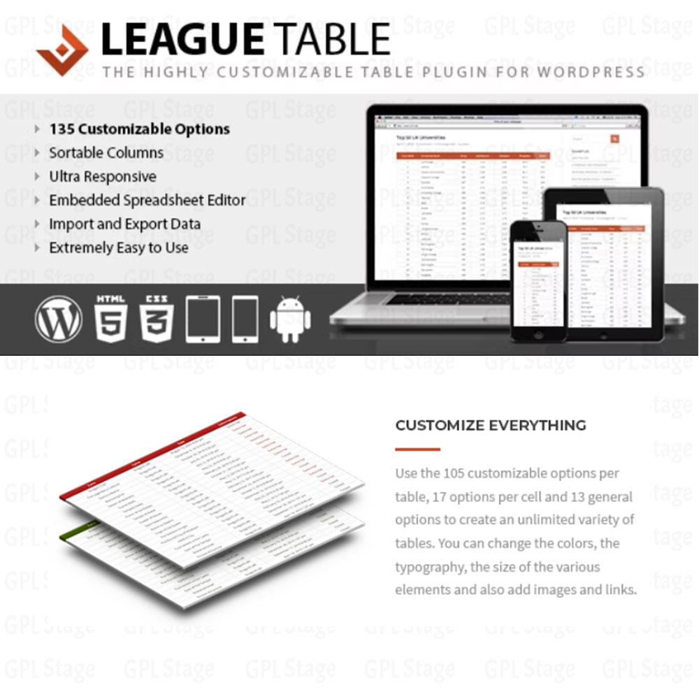 Latest Updates League Table - Table Plugin for WordPress