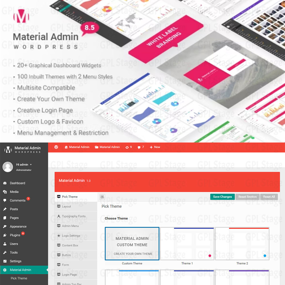 Latest Updates Material – White Label WordPress Admin Theme