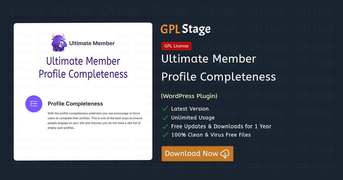 Download Ultimate Member Profile Completeness @ Only $1.99